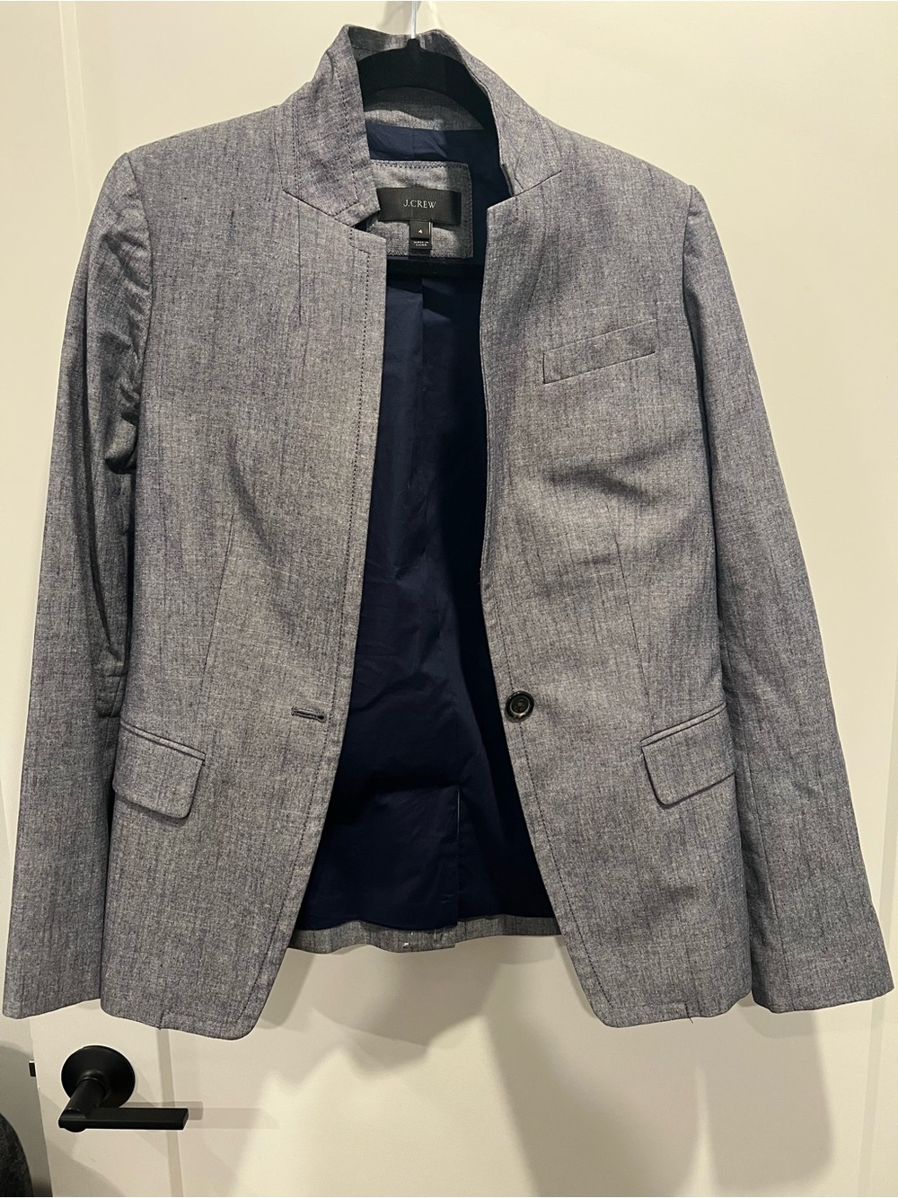 J. Crew Light Gray Heathered Women's Blazer with Navy Lining